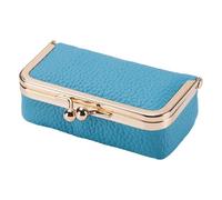 ECMQS Boîte de rangement pour bijoux, bleu ciel | Porte-accessoires divisé portable, pochette en polyuréthane grainé pour emballage de sac à main