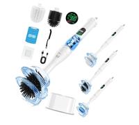ECMQS Brosse à récurer électrique rechargeable | Affichage numérique, ensemble de têtes multiples, joint de salle de bain, évier, comptoir, entretien détaillé