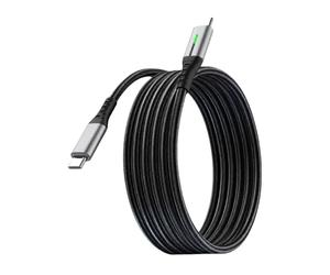 ECMQS Câble LED de type C pour chargement et transfert de fichiers de | Câble extérieur tressé, connecteur lumineux vert, transfert de données 480 Mbps, transition de connecteur renforcée