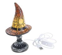 ECMQS Chapeau de sorcière créatif, lampe de table alimentée par USB, décoration d'Halloween faite à la main, veilleuse de magicien créative à offrir, résines, lampe de sorcière