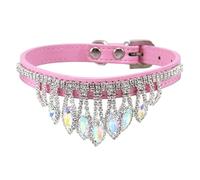 ECMQS Collier adapté aux animaux de compagnie avec strass bordés, collier pour animaux de compagnie pour fille, mariage, vacances, fête, collier, accessoires pour animaux de compagnie