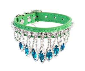 ECMQS Collier adapté aux animaux de compagnie avec strass bordés, collier pour animaux de compagnie pour fille, mariage, vacances, fête, collier, accessoires pour animaux de compagnie