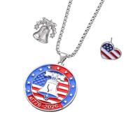 ECMQS Collier pendentif cloches de libéralisation du 250e anniversaire des Américains, bijoux en alliage élégants pour femmes et hommes, collier de l ' indépendance américaine
