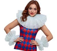 ECMQS Ensemble d'accessoires pour collier et manchette inspirés du cirque | Costume en maille à volants superposés pour adultes, bal masqué, scène, festival
