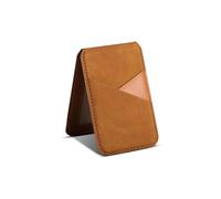 ECMQS Étui à cartes rétro pliable avec épissure kaki | Motif classique de blocs de couleur, fermetures pour un rangement facile, utilisation portable