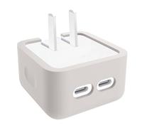 ECMQS Étui de protection de charge 35 W double port USB C, gris | Coque de protection en silicone réutilisable, design résistant aux chocs et à la poussière pour un usage domestique en voyage