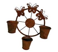 ECMQS Jardinière murale fabriquée à la main en métal pour l'intérieur | Pot de fleurs décoratif en fer avec papillon 3D et roue pour la décoration de jardin sur le balcon,