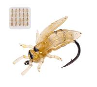 ECMQS Lake Angling Lot de leurres de pêche à la mouche | Assortiment de 20 leurres à mouches dans des boîtes pour transporter des équipements d'extérieur et pour les excursions en