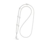 ECMQS Lanière de téléphone à bandoulière avec insert d'étui, blanc | Perles d'aspect nacré et accents de cœur pour les sorties quotidiennes