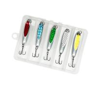 ECMQS Lot de 5 leurres rotatifs en acier, hameçons triples | Leurre flottant en métal pour poisson avec hameçons triples, leurres à paillettes et spinner jigging pour eau salée
