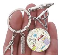 ECMQS Outil de mesure porte-clés pour bureau, mathématiques | Porte-clés en alliage de zinc, parfait pour les bureaux scolaires, le travail, les études et les voyages