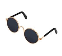 ECMQS Parapluie rond pour petits animaux de compagnie avec cadre doré | Lunettes de soleil rondes rétro avec monture dorée et verres foncés pour séances photo et porter des tenues