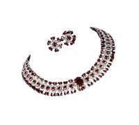ECMQS Parure de bijoux en forme de fleurs en cristal avec fermoir | Structure en cuivre avec fermoir sûr et strass accrocheurs, convient pour un look élégant
