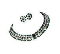 ECMQS Parure de bijoux en forme de fleurs en cristal avec fermoir | Structure en cuivre avec fermoir sûr et strass accrocheurs, convient pour un look élégant