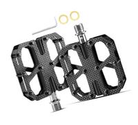 ECMQS Pédales de vélo, large plateforme en carbone | Arbre d'essieu en aluminium, roulements étanches, plateforme surdimensionnée, stabilité, roulement étanche, antidérapant