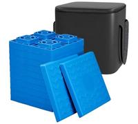 ECMQS Plaques de nivellement empilables pour remorque Bleu | Bloc multicouche avec sac de rangement, surface de traction antidérapante