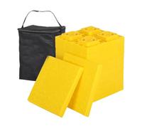 ECMQS Plaques de nivellement empilables pour remorque, jaune | Bloc multicouche avec sac de rangement, surface de traction antidérapante