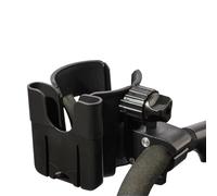 ECMQS Porte-gobelet et téléphone pour landau, tasse noire améliorée H | Construction en ABS avec clip extensible pour boissons et appareils mobiles, installation facile