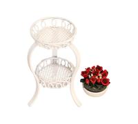ECMQS Présentoir miniature circulaire en fer à 2 étages Blanc | Design élégant avec plus d'espace d'affichage et fer robuste, résistant à l'usure pour les modèles miniatures