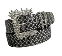 ECMQS Punk Ceinture en cuir PU avec texture pneu 105 cm | Ceinture tendance en polyuréthane avec fermoir en alliage résistant à la décoloration pour tenues hip-hop