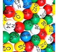 ECMQS Raffle Lot de 75 balles de bingo professionnelles, résistantes aux | Chiffre facile à lire, mouvement professionnel de bingo ball, boules de bingo multicolores pour fêtes et prix