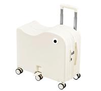 ECMQS Valise de rangement avec design Ride On, Blanc Milky., 22 inches | Fermeture éclair, détail de combinaison latéral, ajustement fluide avec six roues