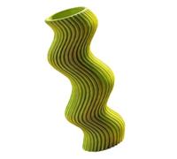 ECMQS Vase de table décoratif Vert doré | Support de fleurs léger imprimé en 3D pour tiges séchées, affichage sculptural ondulé, style d'étagère
