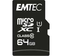 ECMSDM64GXC10GP-Carte microSD-Classe 10-Gamme Elite Gold-UHS-I U1-Avec adaptateur Performance-Vitesse de lecture jusqu'à 90MB/s -Noir/Or-64GB