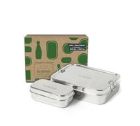 ECO Brotbox Boîte à déjeuner XL avec boîte à goûter en Acier Inoxydable - Convient à Un Usage Alimentaire sans polluants et Passe au Lave-Vaisselle - Volume de Remplissage : 0,7 l et 0,2 l
