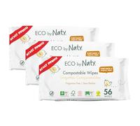 ECO by Naty Lingettes Bébé sans parfum - Lingettes écologiques 100% compostables et à base de plantes pour la peau sensible des bébés et des nouveau-nés (3 x56 I 168 lingettes)