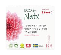 Eco by Naty Tampons sans applicateur Super Plus - Tampons absorbants à base de plantes, produit menstruel en coton biologique, meilleur pour la santé féminine (15 unités)