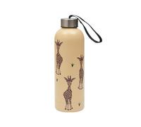Eco Chic Bouteille thermique réutilisable | Bouteille de voyage isotherme en acier inoxydable avec couvercle anti-fuite | Utilisable pour boissons chaudes et froides (Girafes Beige)