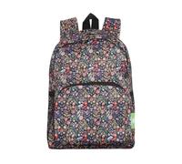 ECO CHIC Mini sac à dos léger et pliable résistant à l'eau qui se replie dans une pochette pour le rangement (ditsy black)