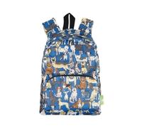 ECO CHIC Mini sac à dos léger pliable résistant à l'eau se replie dans une pochette pour le rangement, Chiens Bleu