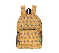 ECO CHIC Mini sac à dos léger pliable résistant à l'eau se replie dans une pochette pour le rangement, Singes Moutarde