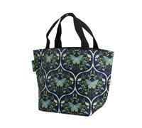 ECO CHIC Sac à déjeuner isotherme pliable léger et résistant à l'eau (papillons, bleu marine)
