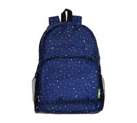 ECO CHIC Sac à dos léger et pliable résistant à l'eau - Se replie dans une pochette pour le rangement - Motif étoiles et lunes - Bleu marine