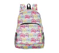 ECO CHIC Sac à dos pliable léger | Sac à dos durable résistant à l'eau | Se replie dans une pochette pour le rangement (Chats avec lunettes Multicolore)