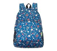ECO CHIC Sac à dos pliable léger | Sac à dos durable résistant à l'eau | Se replie dans une pochette pour le rangement (Floral Marine)