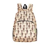 ECO CHIC Sac à dos pliable léger | Sac à dos durable résistant à l'eau | Se replie dans une pochette pour le rangement (Girafes Beige)