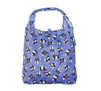 Eco Chic Sac de courses léger et réutilisable | Sac fourre-tout résistant à l'eau | Se replie dans une pochette attachée pour le rangement (Pandas Bleu)