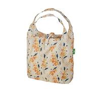 ECO CHIC Sac de courses réutilisable Cabas pliable Tote bag résistant à l'eau (Fleurs Beige)