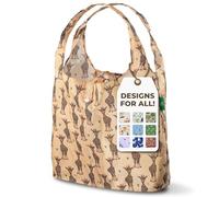 ECO CHIC Sac de courses réutilisable Cabas pliable Tote bag résistant à l'eau (Girafes Beige)