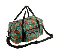 Eco Chic Sac fourre-tout de cabine recyclé, léger et pliable, résistant à l'eau, sac de voyage sous le siège, Highland Cow Teal, Décontracté