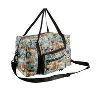 Eco Chic Sac fourre-tout de cabine recyclé, léger et pliable, résistant à l'eau, sac de voyage sous le siège, Chiens Bleu sarcelle, Décontracté