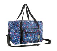 Eco Chic Sac fourre-tout de cabine recyclé, léger et pliable, résistant à l'eau, sac de voyage sous le siège, Motif floral bleu marine., Décontracté