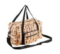 Eco Chic Sac fourre-tout de cabine recyclé, léger et pliable, résistant à l'eau, sac de voyage sous le siège, Girafes Beige, Décontracté