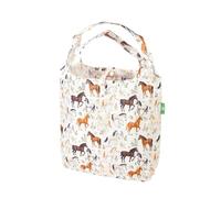 ECO CHIC Sac fourre-tout léger pliable réutilisable résistant à l'eau, Chevaux sauvages Beige