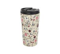 ECO CHIC Tasse à café thermique réutilisable | Tasse de voyage isotherme en acier inoxydable avec couvercle anti-fuite | Utilisable pour boissons chaudes et froides (Floral Beige)