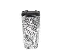 ECO CHIC Tasse à café thermique réutilisable | Tasse de voyage isotherme en acier inoxydable avec couvercle anti-fuite | Utilisable pour boissons chaudes et froides (Sauver la planète N&B)